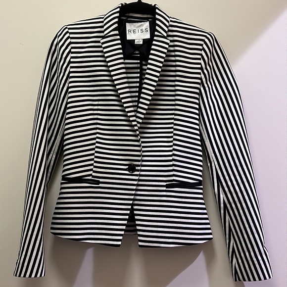 Reiss Jackets & Blazers - Reiss Tilda Blazer Ivory/Black Striped Size XS